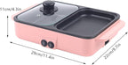 CNCEST 2 in 1 Portable Electric Hot Pot Barbecue Grill Non-Stick Teppanyaki Pan 110V Indoor Hotpot Grill Korean BBQ Combo (Pink)