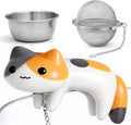 Calico Cat Tea Ball for Loose Leaf Tea, Cute Tea Infuser with 304 Stainless Fine Mesh Tea Ball Strainer & Drip Tray, Leak-Resistant Locking Fit, 6.1in Mug Chain, Gift Box, 1 Pack