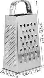 Hemoton Stainless Steel 4-Sided Kitchen Grater Vegetable Slicer and Cheese Shredder with Non-Slip Handle for Efficient Food Prep