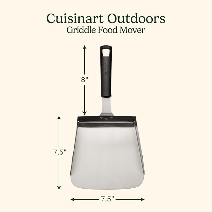 Cuisinart Griddle Food Mover - Extra-Large Stainless Steel Spatula for Rice,Vegetables and More,Perfect BBQ Tool,Cookouts,and Griddles,Large Scooper,5-cup Capacity Food Scoop,(Pack of 6)