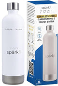 FIZZIT Spärkli 1L Stainless Steel Carbonating Bottle | Compatible with Aarke II & III, Philips GoZero & Monten Soda Makers | Reusable Sparkling Water Bottle, Dishwasher Safe, BPA-Free-Eco-Friendly