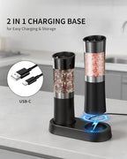 CIRCLE JOY Gravity Sensor Salt and Pepper Grinder Set with Charging Base, Electric Salt and Pepper Mills Set with LED Light, Adjustable Coarseness, No Battery Needed, for Home Kitchen BBQ