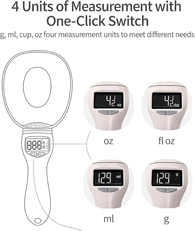 Electronic Digital Measuring Spoon, Food Scales for Kitchen 800g / 0.1g High Precision with LCD Screen, Display Electronic Measuring Spoon for Daily Meals and Kitchen Gadgets