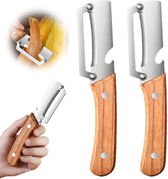 Multi-Functional Vegetable Peeler for Kitchen, 2026 Upgraded 2-in-1 2-in-1 Stainless Steel Fruit Peeler with Bottle Opener for Potatoes Carrots Cucumbers Kitchen Gadgets (2)