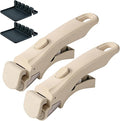 Removable Pot Handle, 2Pcs Universal Pan Handle, Replacement Handle for Pots and Pans, Fits All Cookware, Includes 2Pcs Spoon Rest, Durable & Heat-Resistant, Cream Beige