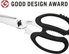 CANARY Japanese Kitchen Scissors Heavy Duty 8.2", Made in JAPAN, Dishwasher Safe Come Apart Blade, Multipurpose Kitchen Scissors, Sharp Serrated Japanese Stainless Steel, Black