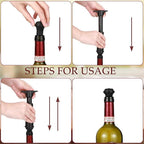 Honoson 12 Pieces Wine Stopper Resealable Pump Vacuum Silicone Saver Practical for Kitchen Supplies Bottle Tools (Black)