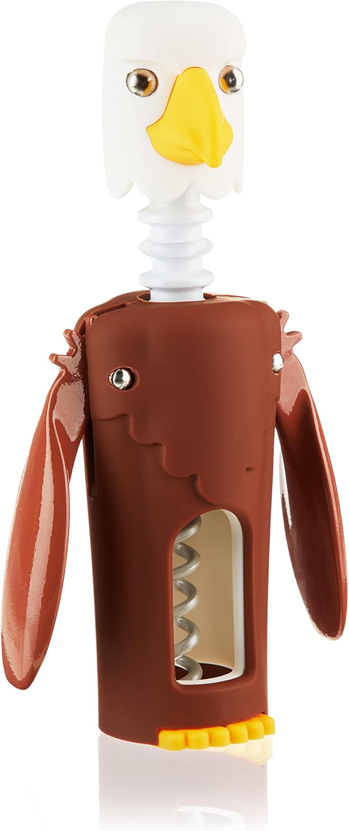 True Zoo Bald Eagle Corkscrew Wine Opener, Winged Design with Easy Grip Soft Touch Wings, Stainless Steel and Plastic with Sharp Screw for Wine Bottles, Home Bar, Kitchen, Novelty Gifts