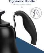 Tea Kettle with Thermometer Stovetop Gooseneck Kettle 28oz 0.8L Pour Over Coffee Pot, Matte Black Camping Home Kitchen Water Boiler, 1Pack