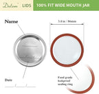 Dalzom® 24Pcs Canning Lids with 24Pcs Rings Wide Mouth, Premium Mason Jar Lids with Bands/Rings for Ball, Kerr Jars - Food Grade Material, 100% Fit & Airtight for Wide Mouth Mason Jars