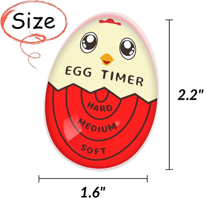 Lasubst Egg Timer for Boiling Eggs that Changes Color When Done, Red, Pack of 4