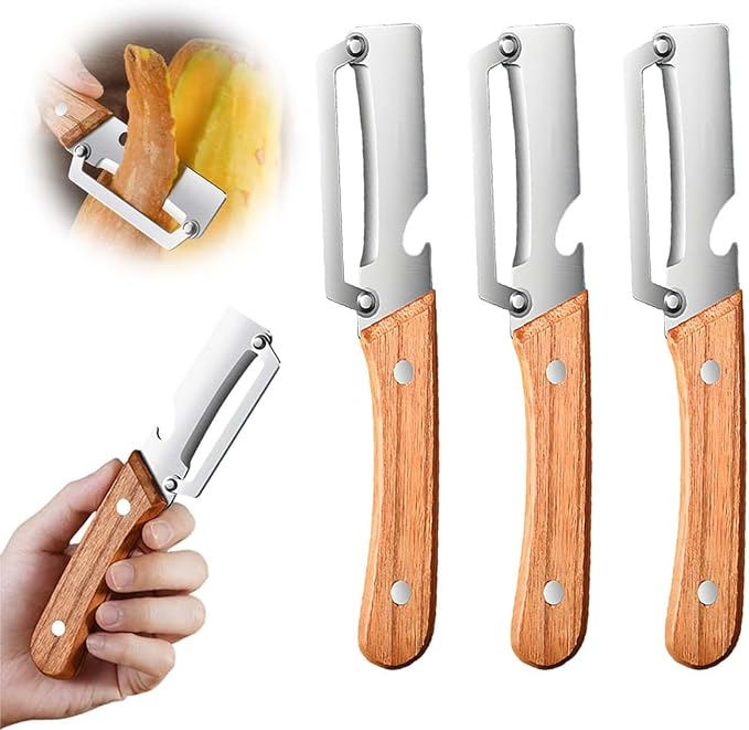 Multi-Functional Vegetable Peeler for Kitchen, 2026 Upgraded 2-in-1 2-in-1 Stainless Steel Fruit Peeler with Bottle Opener for Potatoes Carrots Cucumbers Kitchen Gadgets (3)