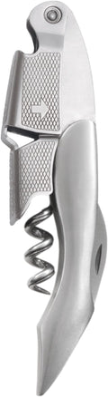 True Sommelier Waiters Corkscrew Wine Opener, Stainless Steel with Built-in Bottle Opener and Sharp Foil Cutter for Bartenders, Home Bar, Kitchen, Travel, Gifts for Wine Lovers, Set of 1, Silver