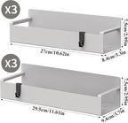 HuggieGems 6 Pack Magnetic Spice Rack Organizer for Refrigerator and Oven, Light Grey Fridge Organizers and Storage for Kitchen