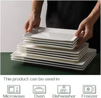 DOWAN 14" Serving Trays, Serving Platters, Ceramic Serving Platters and Trays, Rectangle Plates, Set of 3, for Weddings, Parties, Oven, Microwave, Dishwasher, Heat Resistant, Easy to Clean, White