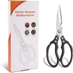 CGBE Kitchen Scissors All Purpose Heavy Duty, Ultra Sharp Stainless Steel Kitchen Shears Dishwasher Safe, Cooking Shears for Chicken, Poultry, Fish, Meat, Herbs & Grapes with Non-Slip Grips - Black