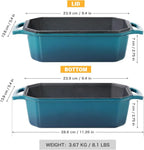 Flavehc Bread Pan Cast Iron Loaf Pan with Lid Bread Loaf Pan 8.5x4.5 Inch Loaf Pan Enameled Cast Iron Sourdough Loaf Pan, DarkCyan