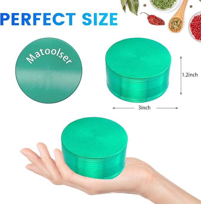 Matoolser 3 Inch Spice Grinder Mills for Kitchen (Green)