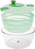 PP Salad Spinner, Multi-Use Basket, 4.22 QT Large Capacity Salad Washer Labor Saving Lettuce Spinner Multiple Water Outlet Lettuce Drainer for Household(Green)