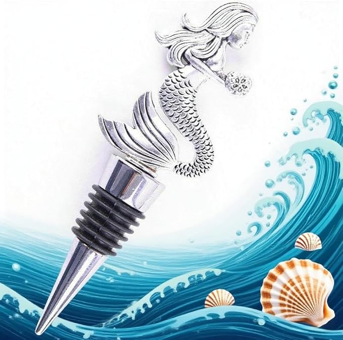 Zinc Alloy Animal Bar Liquor Bottle Pourer Liquor Pour Spout Sdjdhej 2Pcs Mermaid Head Bottle Tipping Nozzle Silicone Stoppers for Christmas and Halloween Decorations (mermaid)