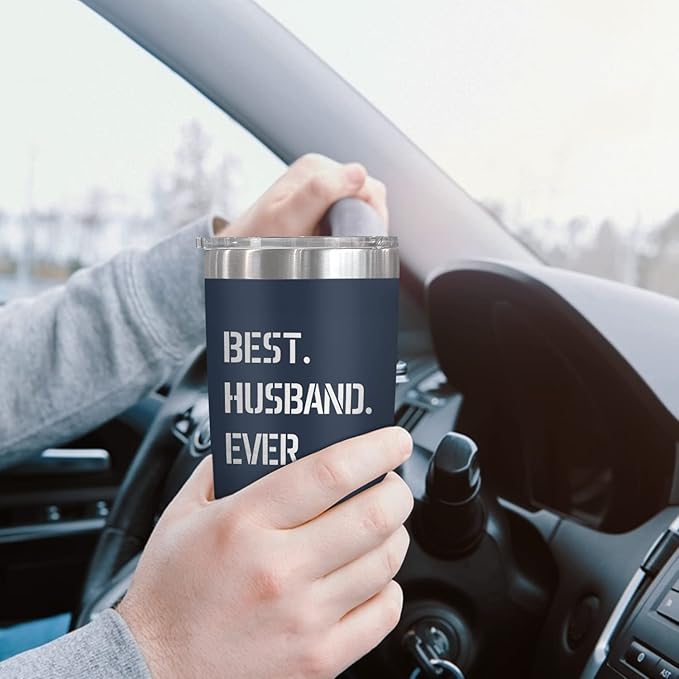 TEEZWONDER Christmas Anniversary Birthday Gifts for Husband from Wife - Stainless Steel Insulated Coffee Tumbler with Lid 20 oz - Anniversary Wedding Gifts for Him Men, Cool Stuff for Men