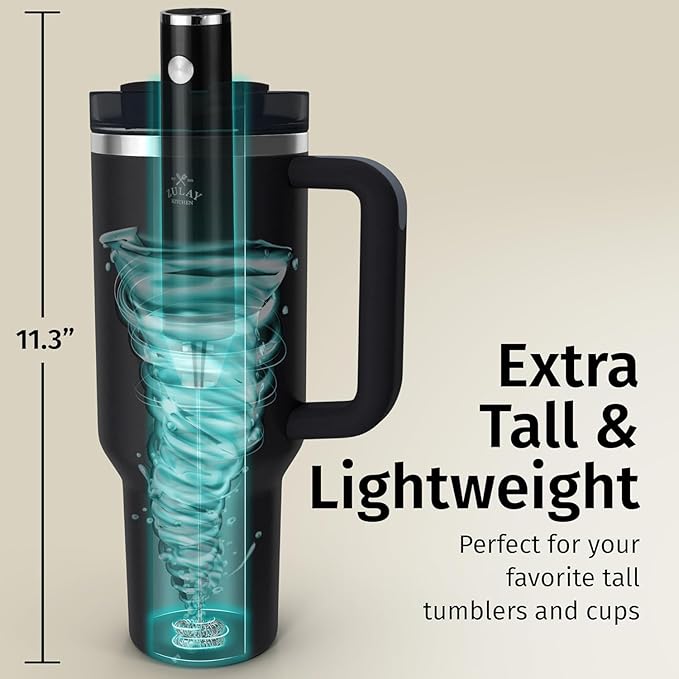 Zulay Kitchen Rechargeable Milk Frother Handheld Lux - Powerful 2-Speed Motor, Waterproof, 2000mAh Battery - Drink Mixer for Latte, Cappuccino, Matcha & Protein Powder - Sky Blue