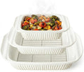 Artena Casserole Dishes For Oven, Ceramic Baking Dish, Large Lasagna Pan With Handles, Baking Pan Casserole Dish, Rectangular Bakeware Deep, White, Set Of 3 (5.1Qt/2.3Qt/1.1Qt) (Baking Dish With Rack)