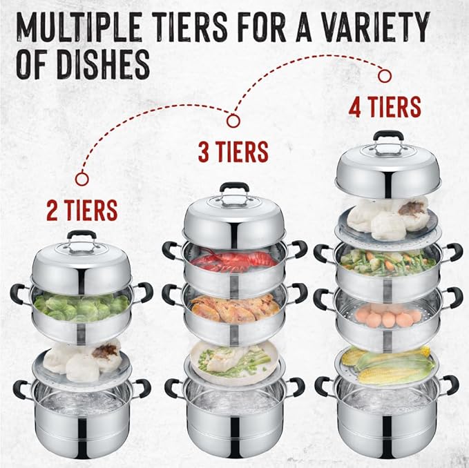 CONCORD 3 Tier Premium Stainless Steel Steamer Set (32 CM)