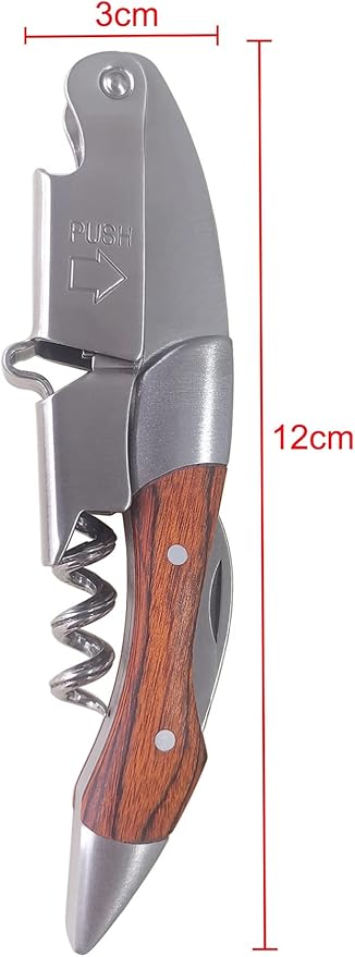 Professional Waiters Corkscrew, Wine Opener with Foil Cutter and Cap Remover, Stainless Steel Wine Key for Servers, Bartenders (Rosewood)
