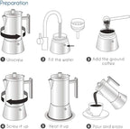 Easyworkz Pedro Stovetop Espresso Maker 4Cup 200ml Stainless Steel Italian Coffee Machine Maker Moka Pot Induction Espresso Pot