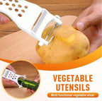 5-in-1 Multifunction Vegetable Peeler and Grater, Kitchen Slicer Tool with Stainless Steel Blades, Red