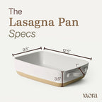 Mora Ceramic Baking Dish with Handles For Casserole, Lasagna, Gratin, Broiling, Roasting, and Baking. Large 9x13 in Pan, Extra Deep - Porcelain Serving Bakeware from Oven to Table. Freezer Safe - Oat