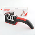 4-in-1 Kitchen Knife Sharpener, Professional Grade with Tungsten Steel and Ceramic Slots, Scissor Sharpening, Black/Red