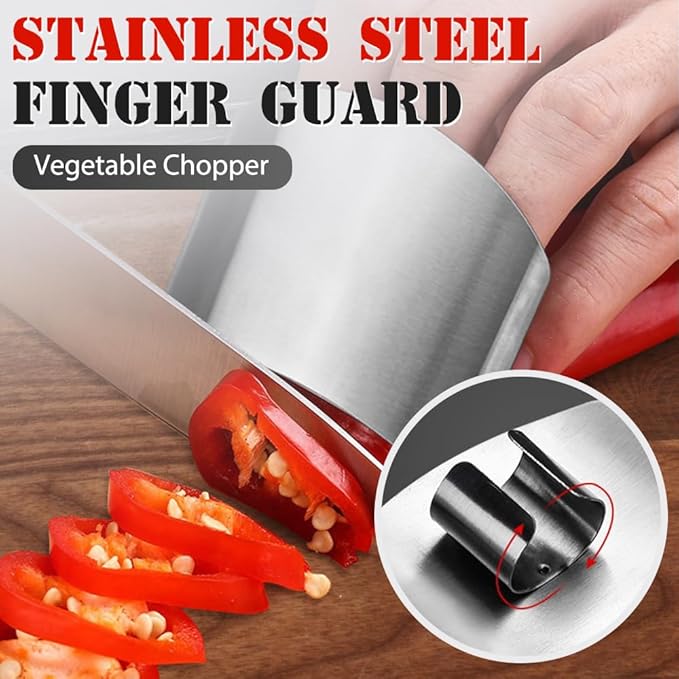 Stainless Steel Finger Hand Protector, 2025 New Finger Guard Protector Finger Guards for Cutting Food, Premium Slicing Tool Finger Protector Kitchen Tools for Chopping Vegetables Meat (2)