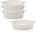 TONGDAHE Oval Au Gratin Baking Dishes Set of 4 9" x 5" 19 oz Classic white Ceramic Oven Safe & Heat Resistant With Handles for Small Mini Casseroles Cooking & Serving