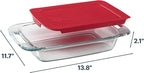 Pyrex Easy Grab 2-Qt Glass Baking Dish with Lid, Tempered Glass Baking Dish with Large Handles, Non-Toxic, BPA-Free Lid, Dishwashwer, Microwave, Freezer and Pre-Heated Oven Safe