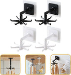 GLEAVI 4pcs 360-degree Rotatable Kitchen Utensil Hooks, Wall-Mounted Heavy Load Hanging Hooks for Kitchenware, Under Cabinet Sticky Holders in Black and White