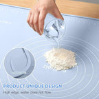 Silicone Pastry Mat 32"*24" Extra Thick Non Stick Baking Mat Food Grade Silicone Dough Rolling Mat with Edge Heightening Large Blue