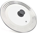 Universal Lid for Pots Pans and Skillets - One Lid Fits All 8.25-12 Inch Pots Frying Pans Skillets Woks, Replacement Pot Lid with Upgraded Heavy Duty Heat Resistant Silicone Handle, Gray