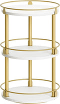 Yatiney 3-Tier Lazy Susan, Rotating Spice Rack, Spinning Organizer, Industrial Turntable Spice Rack for Cabinet, Kitchen Countertop, Pantry, White and Gold SR23DW