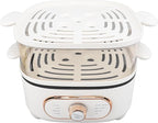 2 Tier Electric Food Steamer, 1200W Stackable Steam Cooker Electric Hot Pot Vegetable Steamer for Vegetable Seafood Soup Noodles Ramen Cooker (US)