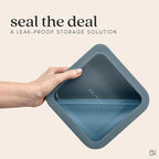 Ceramic Coated Glass Food Storage Container | No PTFE, PFOA, PFAS, and BPA | Reusable Non Toxic Meal Prep Container with Glass Lid | Easy To Store | 2.5 Cup Square [Dusk]