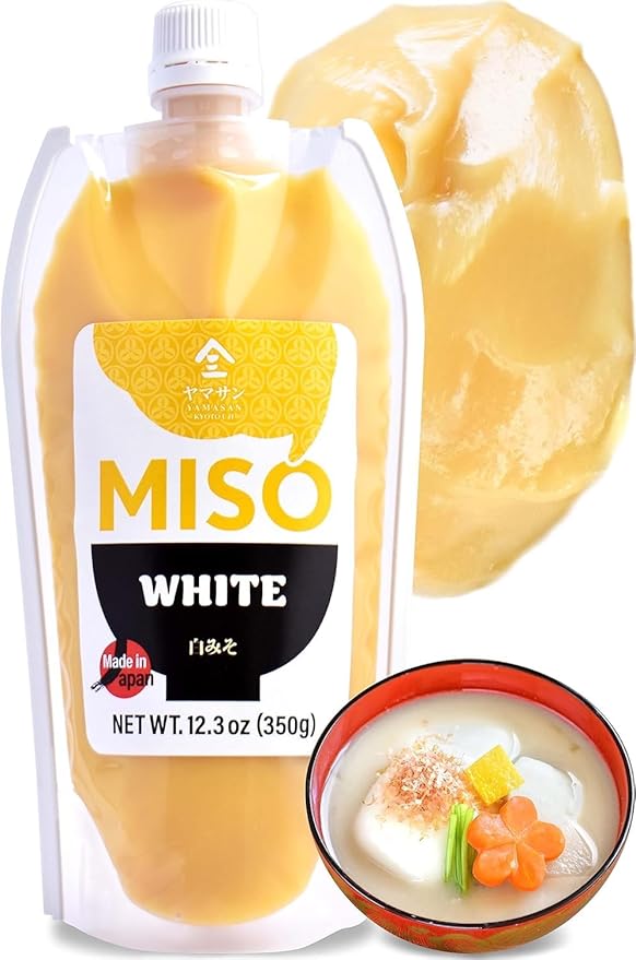 YAMASAN KYOTO UJI White Miso Paste with Malted Rice, Japanese Traditional Fermented Food, Easy Squeezable Tube (350g)