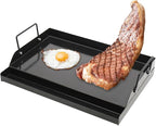 18" x 12" Nonstick Griddle for Gas & Charcoal Grill, Heavy-Duty Flat Top Griddle with Grease Tray for Cooking, Parties & Camping