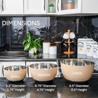 WHYSKO Stainless Steel Mixing Bowls Set of 3 with Non-Slip Silicone Base, Nesting Metal Bowls for Meal Prep, Baking, Cooking & Food Storage, Dishwasher Safe Kitchen Mixing Bowls, Tan