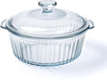 Luvan 2.4L/2.5Qt Round Glass Casserole Dish with Lid, Clear Baking Dish with Handles for Baking, Cooking & Serving, High Borosilicate Lead-Free Glass cookware, Oven, Microwave, Freezer & Dishwasher Safe
