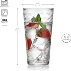 Glaver's Hammered Glass Cups. Cocktail Drinking Glasses Set of 6 Tall Kitchen Glasses, 17 oz Water Glassware For Bar, Juice, Beer, Iced Tea, Everyday Cordial Glasses Drinkware.