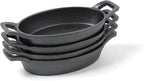 HAWOK Cast Iron Mini Oval Serving Dishes with a Storage Bag, 6.1"x 3.85", 8oz, 4 PCS