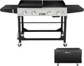 Royal Gourmet GD401C 4-Burner Propane Gas Grill and Griddle Combo with Cover, Griddle Grill Combo with 48,000 BTUs Output for Outdoor Cooking While Camping or Tailgating, Black & Silver