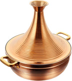 Stainless Steel Moroccan Tagine Pot, Large Moroccan Tajine Casserole with Cone-Shaped Lid, Non Stick Tagine Cooking Pot with 2 Handles(26cm/10.2in, Gold)